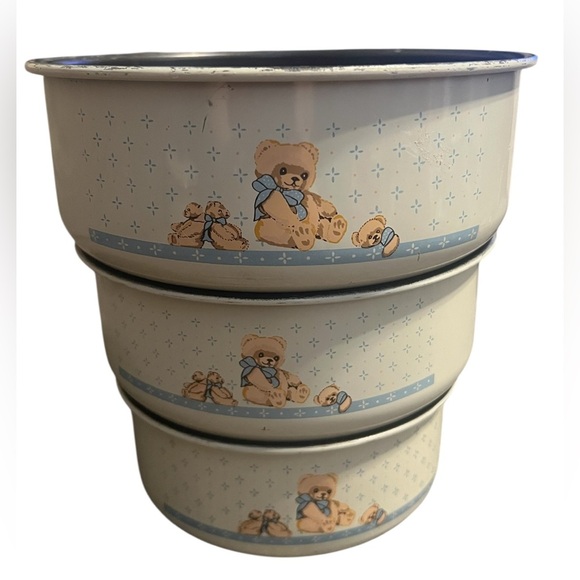 Tienshan Teddy Bear Metal Nesting Bowls Set of 3 Vintage Collectors Set RARE! - Picture 1 of 9